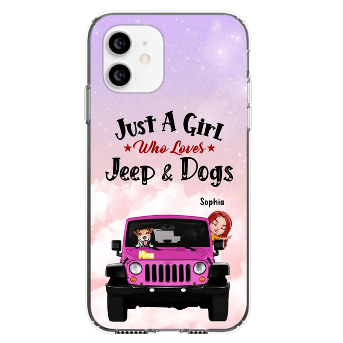 Custom Personalized Dog Mom & Off-road Phone Case- Up to 5 Dogs - Best Gift For Dog Lovers/Mother's Day - Just A Girl - Cases For iPhone And Samsung