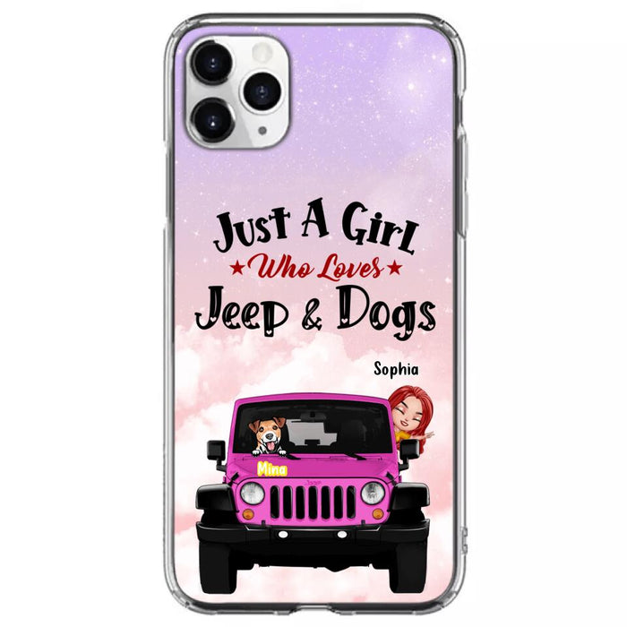 Custom Personalized Dog Mom & Off-road Phone Case- Up to 5 Dogs - Best Gift For Dog Lovers/Mother's Day - Just A Girl - Cases For iPhone And Samsung