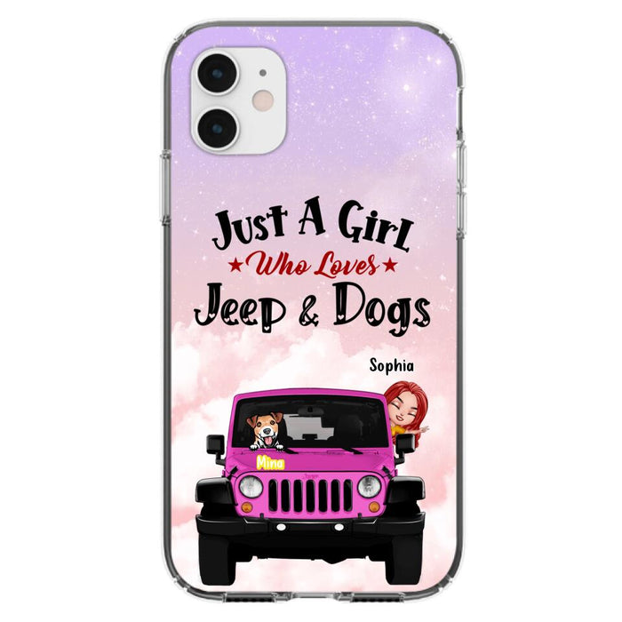 Custom Personalized Dog Mom & Off-road Phone Case- Up to 5 Dogs - Best Gift For Dog Lovers/Mother's Day - Just A Girl - Cases For iPhone And Samsung