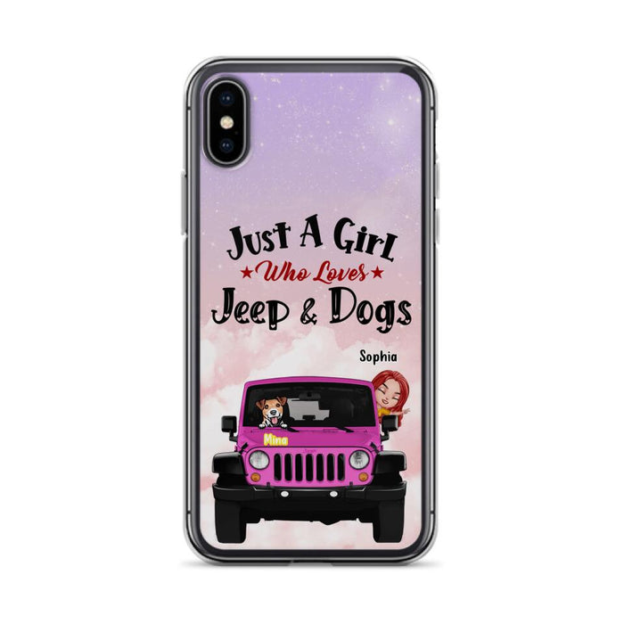 Custom Personalized Dog Mom & Off-road Phone Case- Up to 5 Dogs - Best Gift For Dog Lovers/Mother's Day - Just A Girl - Cases For iPhone And Samsung