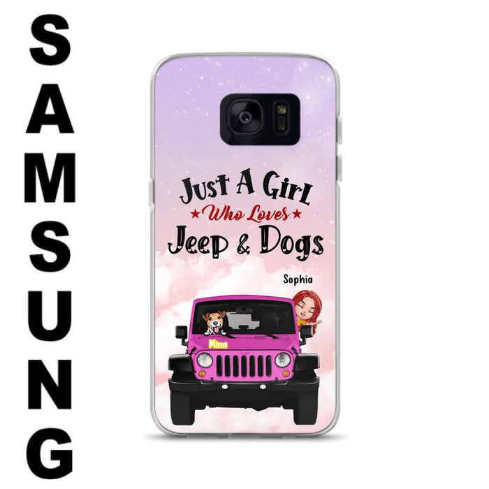 Custom Personalized Dog Mom & Off-road Phone Case- Up to 5 Dogs - Best Gift For Dog Lovers/Mother's Day - Just A Girl - Cases For iPhone And Samsung