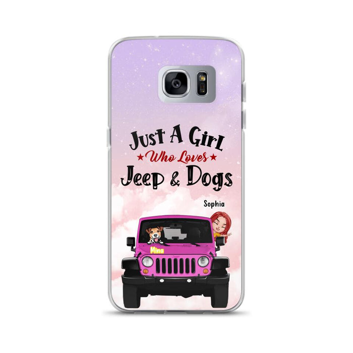 Custom Personalized Dog Mom & Off-road Phone Case- Up to 5 Dogs - Best Gift For Dog Lovers/Mother's Day - Just A Girl - Cases For iPhone And Samsung