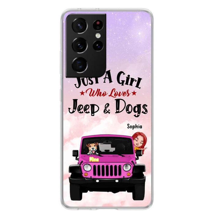 Custom Personalized Dog Mom & Off-road Phone Case- Up to 5 Dogs - Best Gift For Dog Lovers/Mother's Day - Just A Girl - Cases For iPhone And Samsung