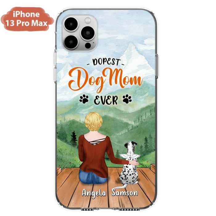 Custom Personalized Dog Mom Phone Case - Upto 5 Dogs - Gift Idea For Dog Lovers  - Dopest Dog Mom Ever - Case For iPhone/Samsung