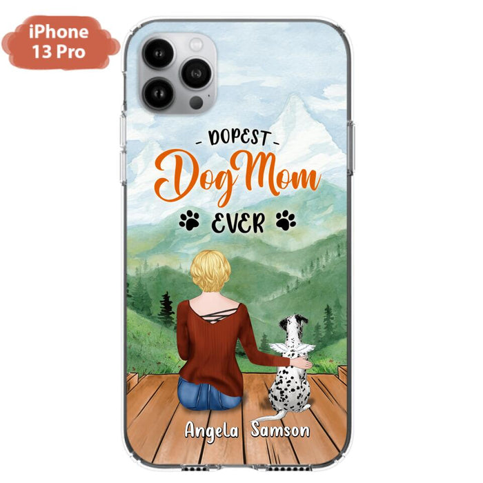 Custom Personalized Dog Mom Phone Case - Upto 5 Dogs - Gift Idea For Dog Lovers  - Dopest Dog Mom Ever - Case For iPhone/Samsung