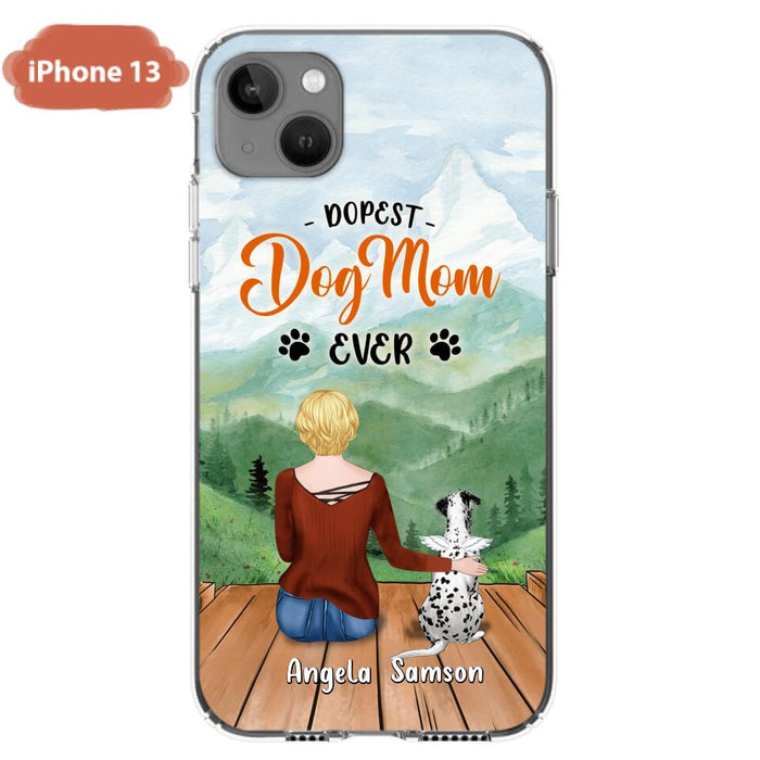 Custom Personalized Dog Mom Phone Case - Upto 5 Dogs - Gift Idea For Dog Lovers  - Dopest Dog Mom Ever - Case For iPhone/Samsung