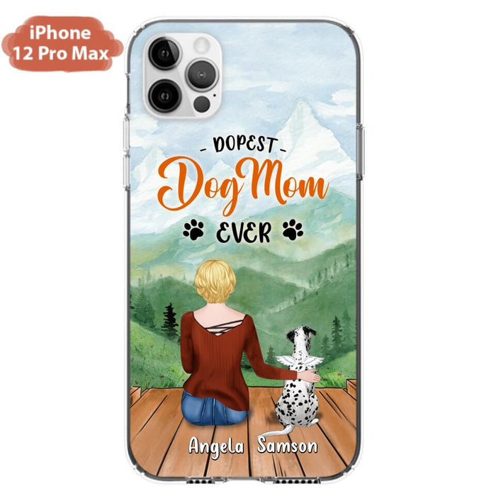 Custom Personalized Dog Mom Phone Case - Upto 5 Dogs - Gift Idea For Dog Lovers  - Dopest Dog Mom Ever - Case For iPhone/Samsung