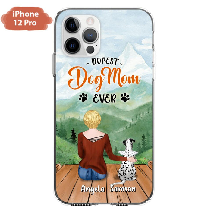 Custom Personalized Dog Mom Phone Case - Upto 5 Dogs - Gift Idea For Dog Lovers  - Dopest Dog Mom Ever - Case For iPhone/Samsung