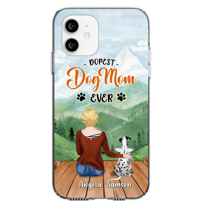 Custom Personalized Dog Mom Phone Case - Upto 5 Dogs - Gift Idea For Dog Lovers  - Dopest Dog Mom Ever - Case For iPhone/Samsung