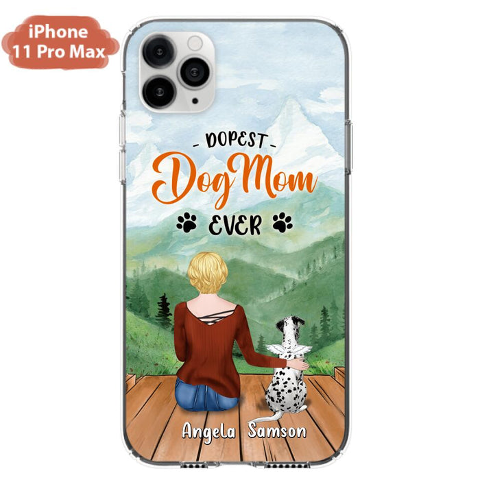 Custom Personalized Dog Mom Phone Case - Upto 5 Dogs - Gift Idea For Dog Lovers  - Dopest Dog Mom Ever - Case For iPhone/Samsung