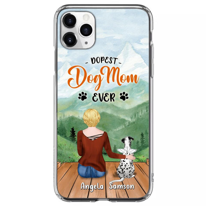 Custom Personalized Dog Mom Phone Case - Upto 5 Dogs - Gift Idea For Dog Lovers  - Dopest Dog Mom Ever - Case For iPhone/Samsung