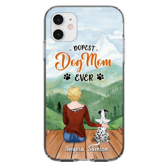 Custom Personalized Dog Mom Phone Case - Upto 5 Dogs - Gift Idea For Dog Lovers  - Dopest Dog Mom Ever - Case For iPhone/Samsung