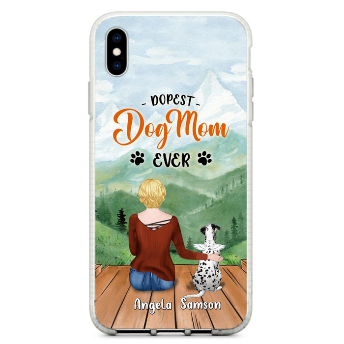 Custom Personalized Dog Mom Phone Case - Upto 5 Dogs - Gift Idea For Dog Lovers  - Dopest Dog Mom Ever - Case For iPhone/Samsung