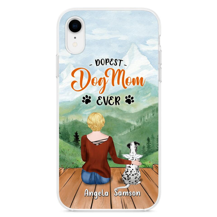 Custom Personalized Dog Mom Phone Case - Upto 5 Dogs - Gift Idea For Dog Lovers  - Dopest Dog Mom Ever - Case For iPhone/Samsung