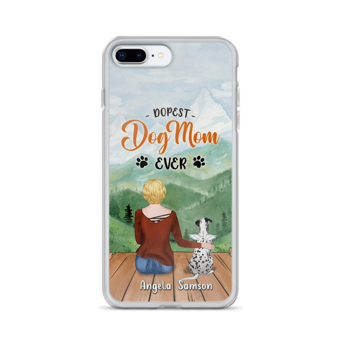 Custom Personalized Dog Mom Phone Case - Upto 5 Dogs - Gift Idea For Dog Lovers  - Dopest Dog Mom Ever - Case For iPhone/Samsung