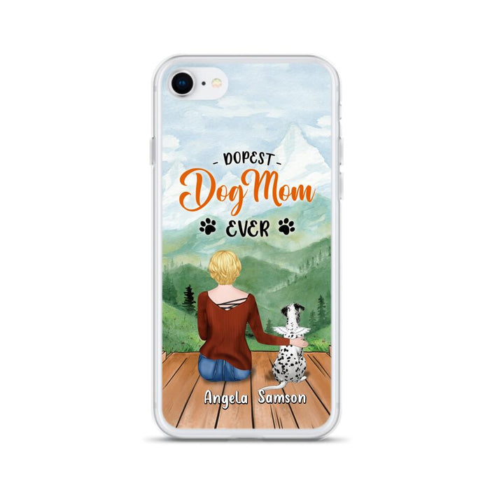 Custom Personalized Dog Mom Phone Case - Upto 5 Dogs - Gift Idea For Dog Lovers  - Dopest Dog Mom Ever - Case For iPhone/Samsung