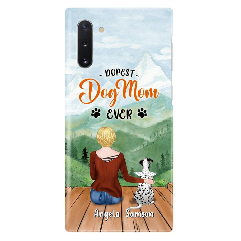 Custom Personalized Dog Mom Phone Case - Upto 5 Dogs - Gift Idea For Dog Lovers  - Dopest Dog Mom Ever - Case For iPhone/Samsung