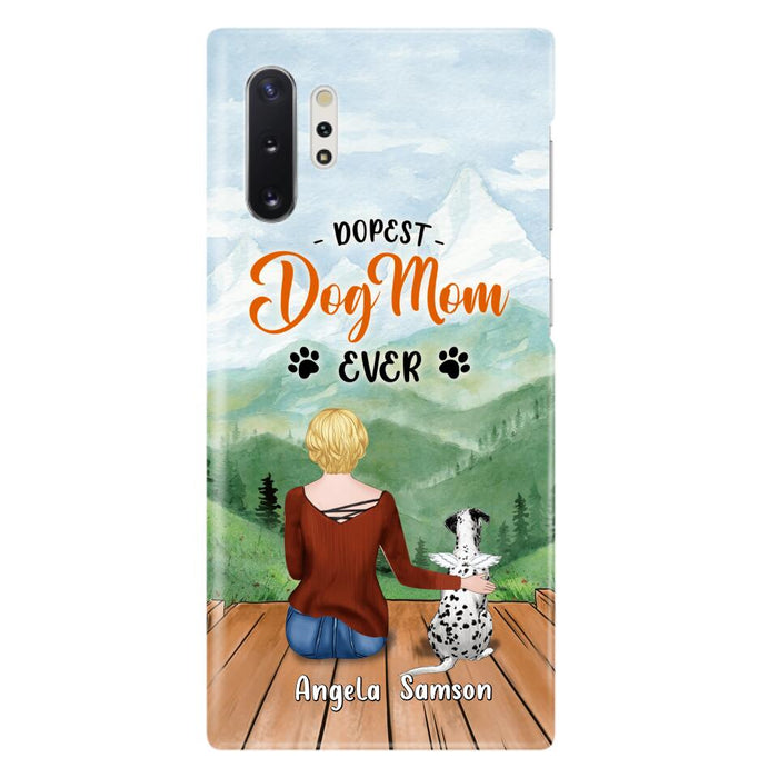 Custom Personalized Dog Mom Phone Case - Upto 5 Dogs - Gift Idea For Dog Lovers  - Dopest Dog Mom Ever - Case For iPhone/Samsung