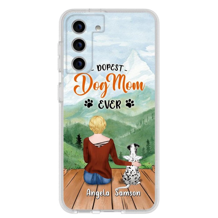 Custom Personalized Dog Mom Phone Case - Upto 5 Dogs - Gift Idea For Dog Lovers  - Dopest Dog Mom Ever - Case For iPhone/Samsung