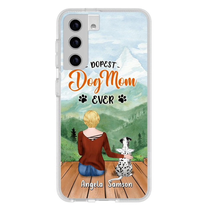 Custom Personalized Dog Mom Phone Case - Upto 5 Dogs - Gift Idea For Dog Lovers  - Dopest Dog Mom Ever - Case For iPhone/Samsung