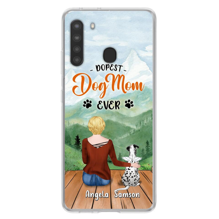 Custom Personalized Dog Mom Phone Case - Upto 5 Dogs - Gift Idea For Dog Lovers  - Dopest Dog Mom Ever - Case For iPhone/Samsung