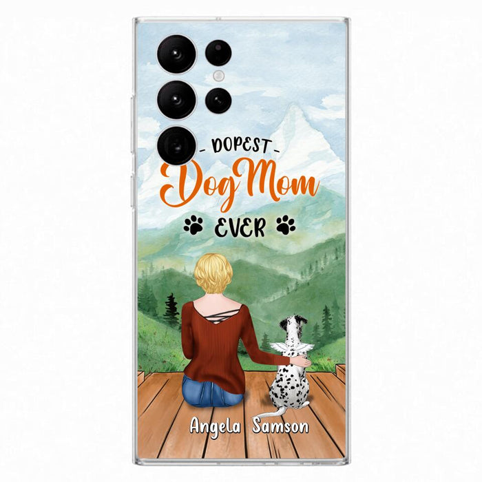 Custom Personalized Dog Mom Phone Case - Upto 5 Dogs - Gift Idea For Dog Lovers  - Dopest Dog Mom Ever - Case For iPhone/Samsung