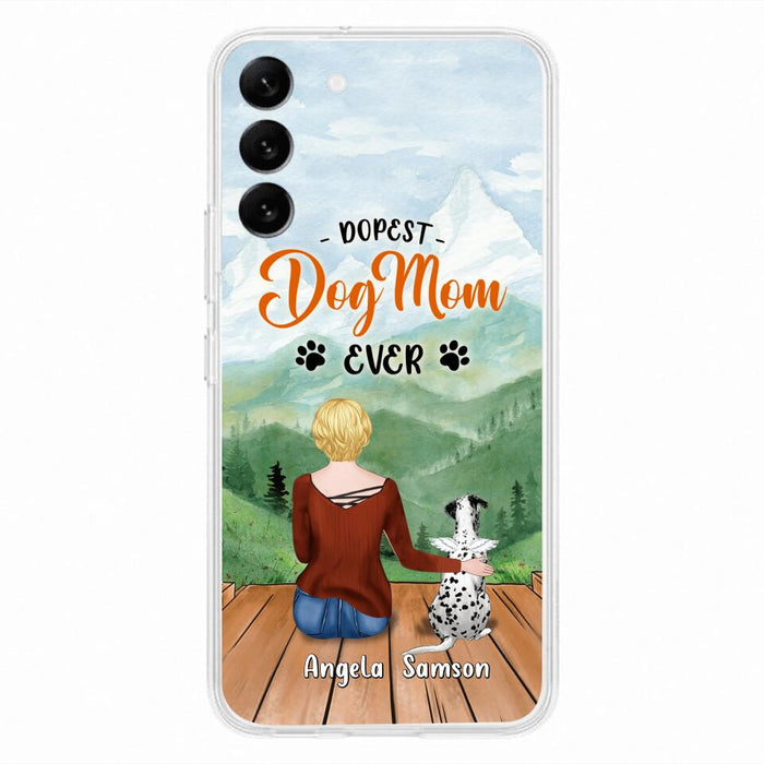 Custom Personalized Dog Mom Phone Case - Upto 5 Dogs - Gift Idea For Dog Lovers  - Dopest Dog Mom Ever - Case For iPhone/Samsung