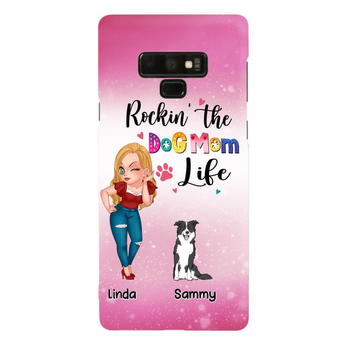 Custom Personalized Dog Mom Phone Case - Upto 6 Dogs - Gift Idea For Dog Lover - Rockin' The The Dog Mom Life - Case for iPhone/Samsung