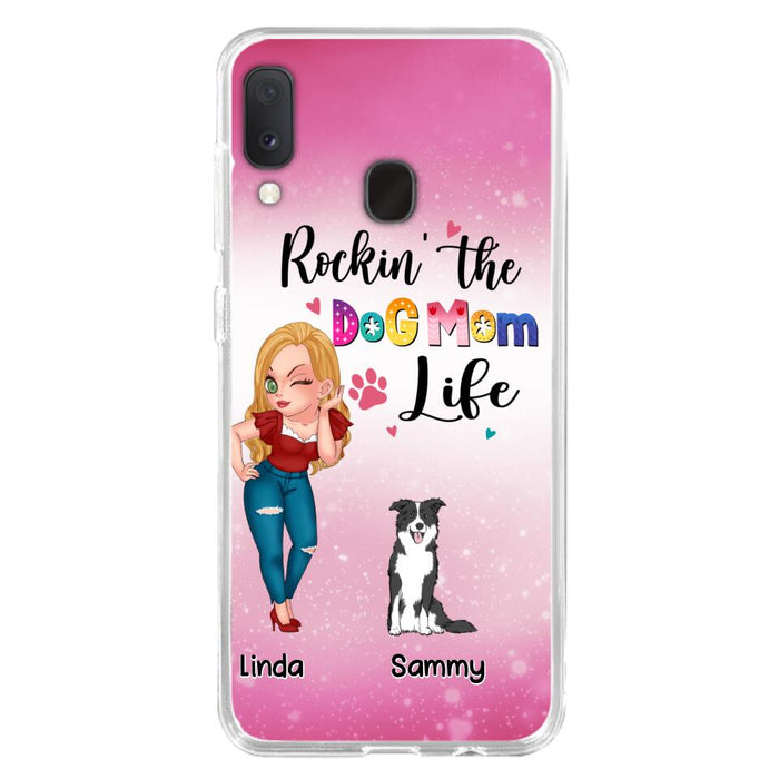 Custom Personalized Dog Mom Phone Case - Upto 6 Dogs - Gift Idea For Dog Lover - Rockin' The The Dog Mom Life - Case for iPhone/Samsung