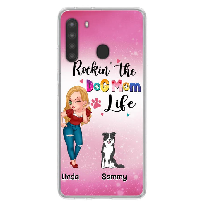 Custom Personalized Dog Mom Phone Case - Upto 6 Dogs - Gift Idea For Dog Lover - Rockin' The The Dog Mom Life - Case for iPhone/Samsung