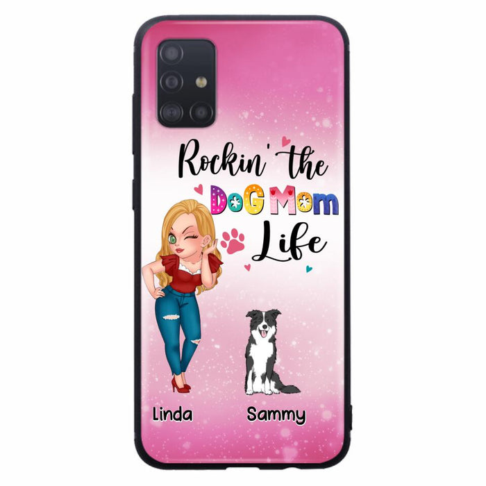 Custom Personalized Dog Mom Phone Case - Upto 6 Dogs - Gift Idea For Dog Lover - Rockin' The The Dog Mom Life - Case for iPhone/Samsung