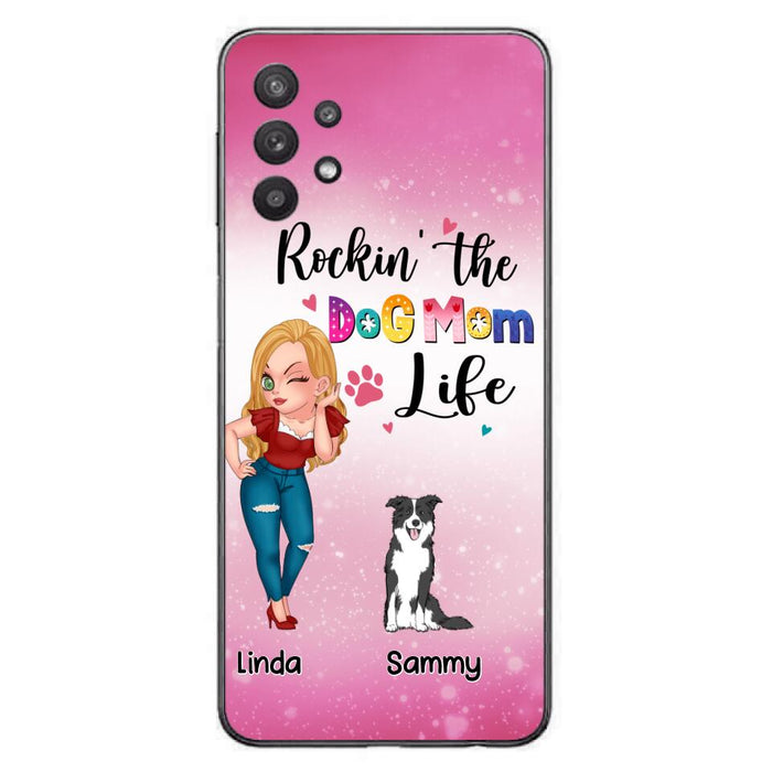 Custom Personalized Dog Mom Phone Case - Upto 6 Dogs - Gift Idea For Dog Lover - Rockin' The The Dog Mom Life - Case for iPhone/Samsung