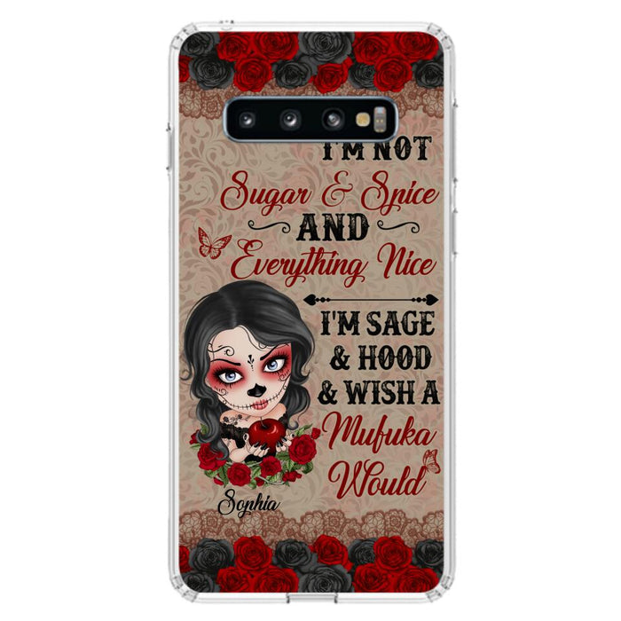 Custom Personalized Skull Girl Phone Case - Halloween Gift For Skull Lover - I'm Not Sugar & Spice - Case For iPhone And Samsung