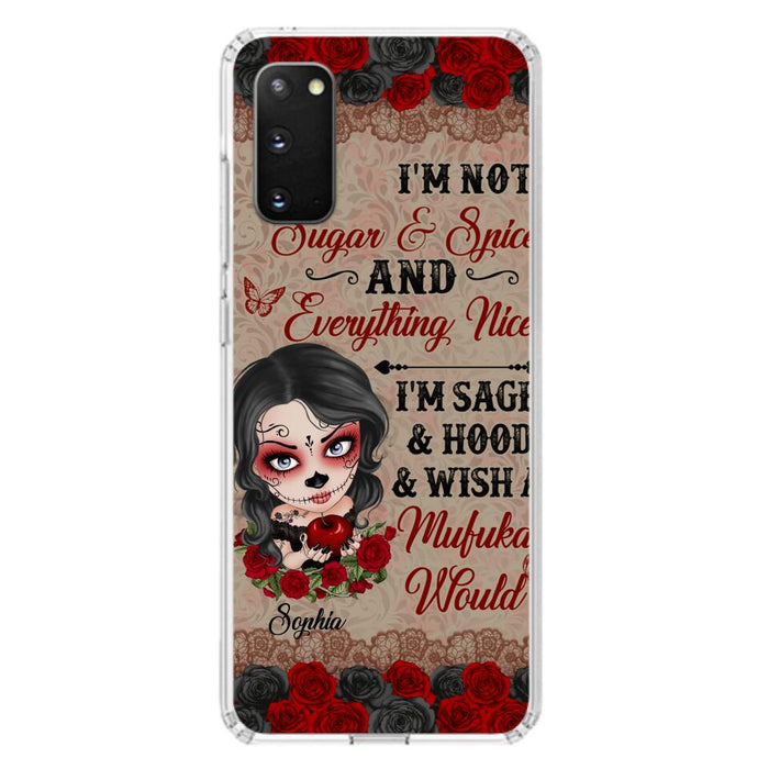 Custom Personalized Skull Girl Phone Case - Halloween Gift For Skull Lover - I'm Not Sugar & Spice - Case For iPhone And Samsung