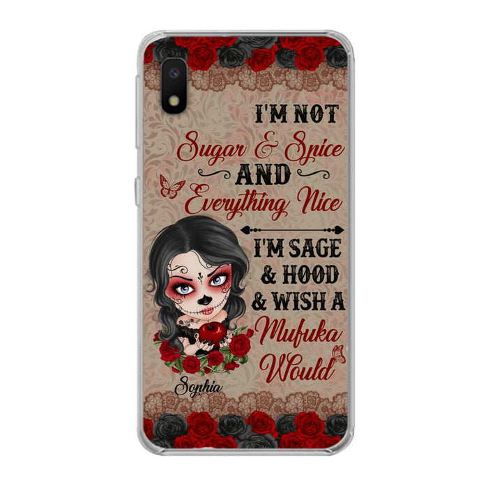 Custom Personalized Skull Girl Phone Case - Halloween Gift For Skull Lover - I'm Not Sugar & Spice - Case For iPhone And Samsung