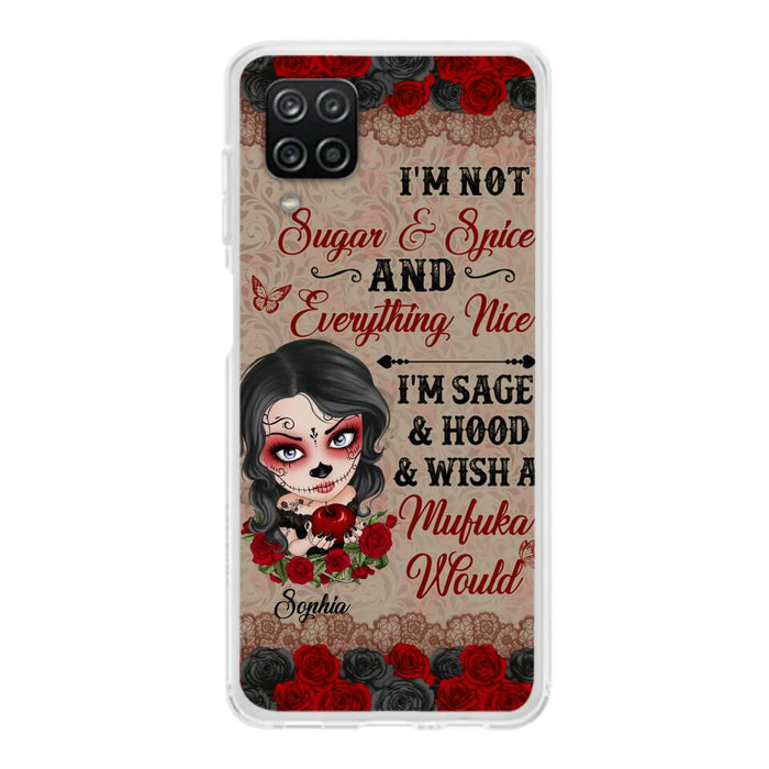 Custom Personalized Skull Girl Phone Case - Halloween Gift For Skull Lover - I'm Not Sugar & Spice - Case For iPhone And Samsung