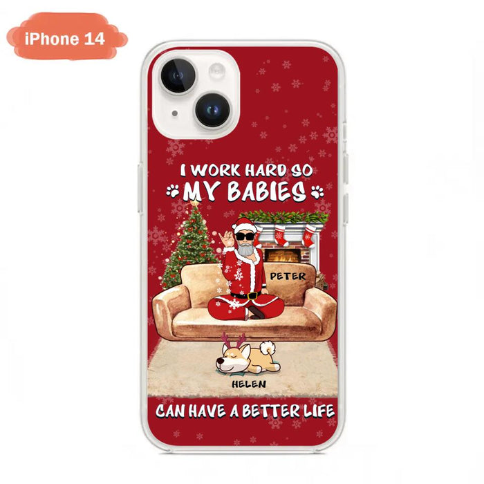 Custom Personalized Christmas Pet Dad Phone Case - Man With Upto 4 Pets - Gift For Cat/ Dog Lover - Case For iPhone And Samsung