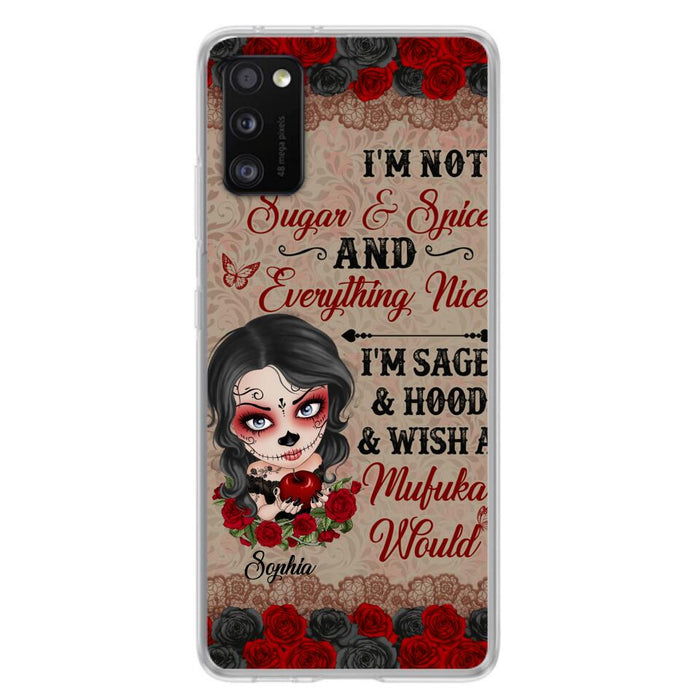 Custom Personalized Skull Girl Phone Case - Halloween Gift For Skull Lover - I'm Not Sugar & Spice - Case For iPhone And Samsung