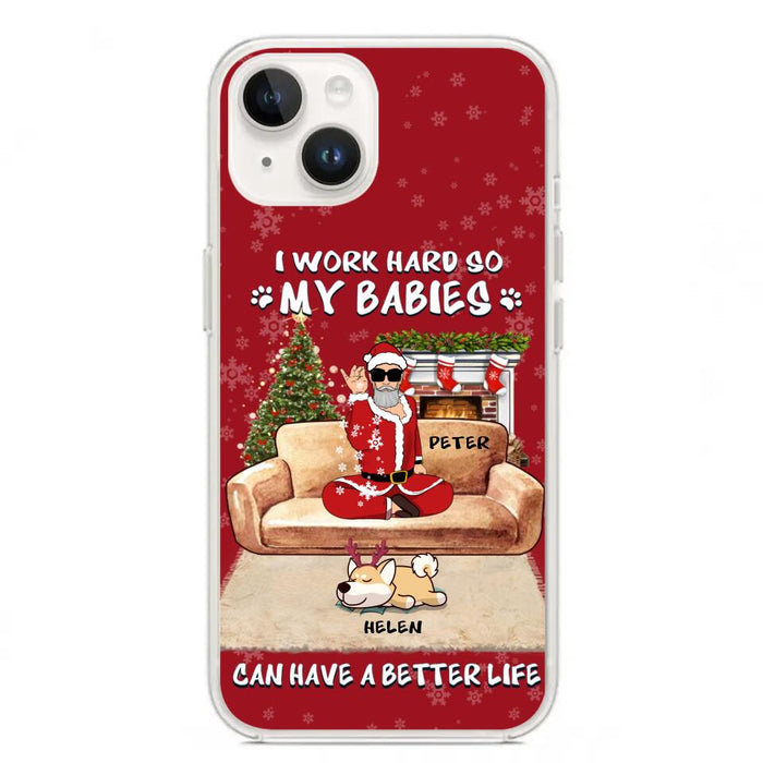 Custom Personalized Christmas Pet Dad Phone Case - Man With Upto 4 Pets - Gift For Cat/ Dog Lover - Case For iPhone And Samsung