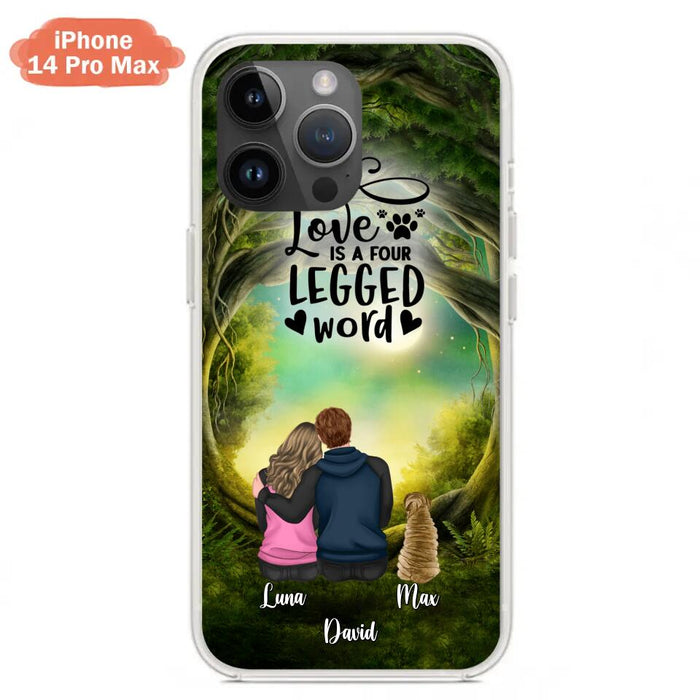 Custom Personalized Couple And Dogs Phone Case - Couple With Upto 5 Dogs - Gift Idea For Couple/Dog Lover - Case For iPhone And Samsung