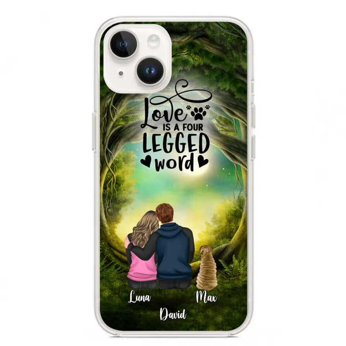 Custom Personalized Couple And Dogs Phone Case - Couple With Upto 5 Dogs - Gift Idea For Couple/Dog Lover - Case For iPhone And Samsung