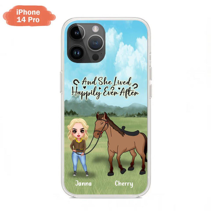 Custom Personalized Horse Girl Chibi iPhone and Samsung Cases - Gift For Horse Lovers - And She Lived Happily Ever After