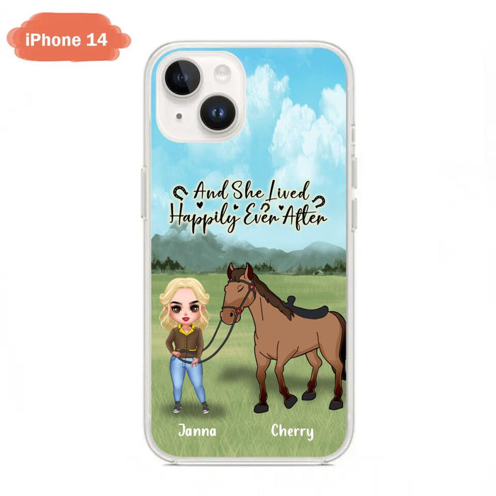 Custom Personalized Horse Girl Chibi iPhone and Samsung Cases - Gift For Horse Lovers - And She Lived Happily Ever After