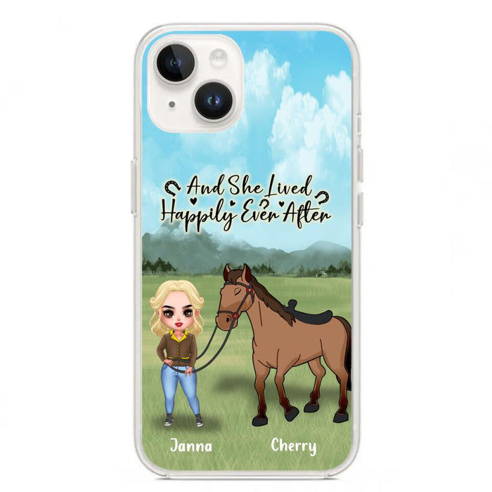 Custom Personalized Horse Girl Chibi iPhone and Samsung Cases - Gift For Horse Lovers - And She Lived Happily Ever After