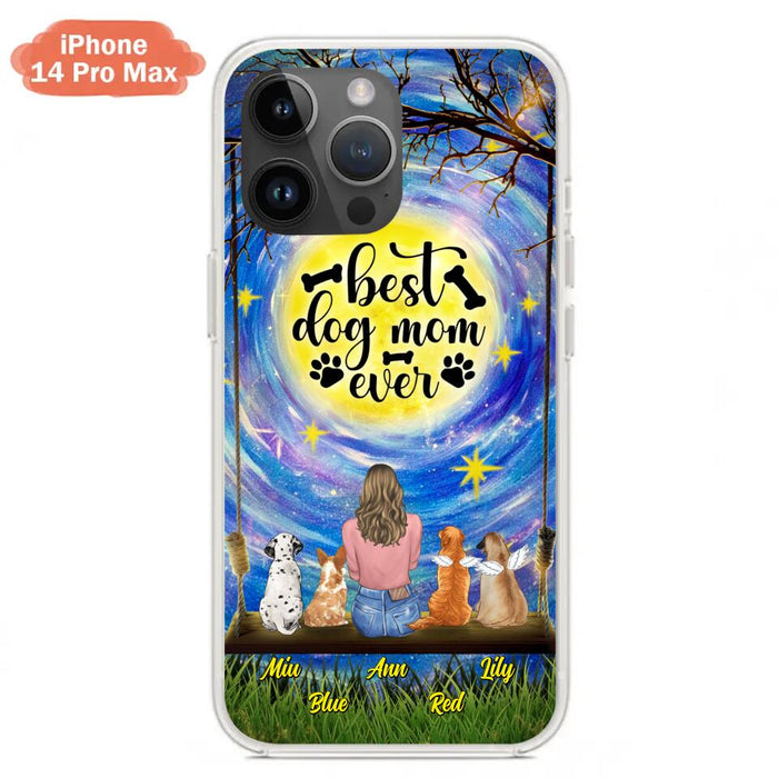 Custom Personalized Dog Mom Phone Case - Upto 4 Dogs - Gift Idea For Dog Lovers - I Love You To the Moon And Back - Case For iPhone/Samsung