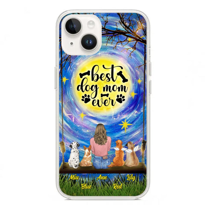 Custom Personalized Dog Mom Phone Case - Upto 4 Dogs - Gift Idea For Dog Lovers - I Love You To the Moon And Back - Case For iPhone/Samsung