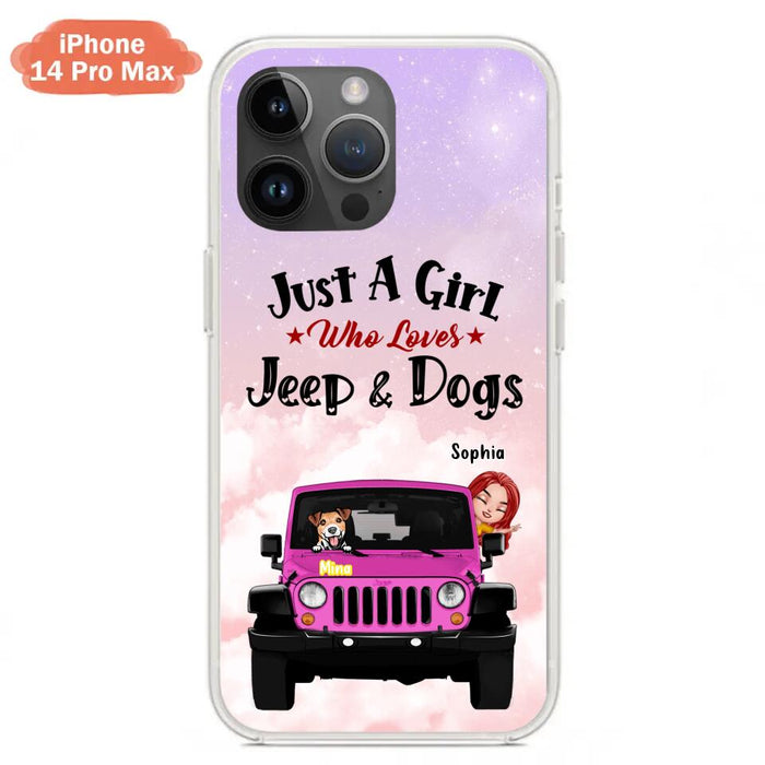 Custom Personalized Dog Mom & Off-road Phone Case- Up to 5 Dogs - Best Gift For Dog Lovers/Mother's Day - Just A Girl - Cases For iPhone And Samsung