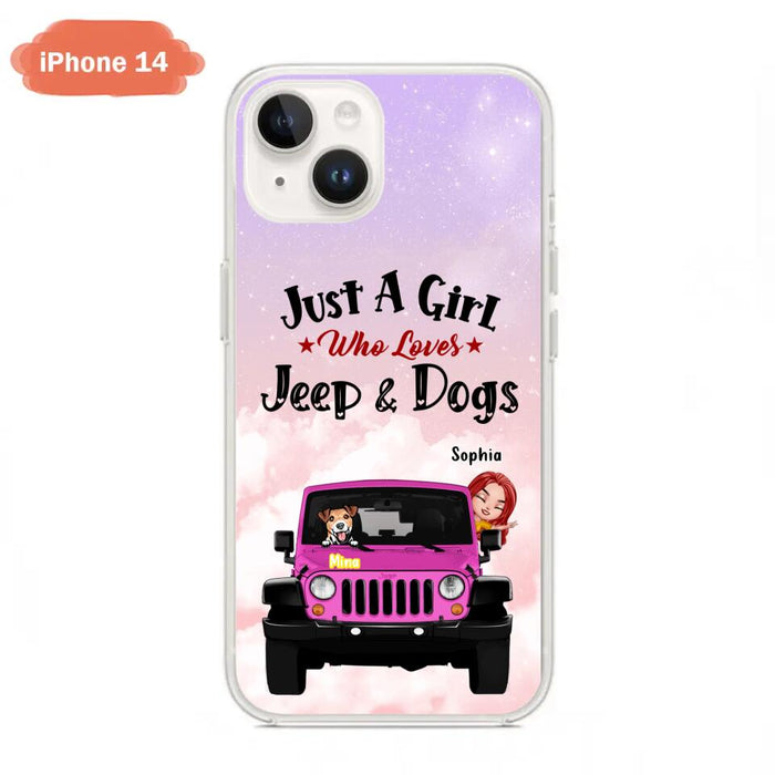 Custom Personalized Dog Mom & Off-road Phone Case- Up to 5 Dogs - Best Gift For Dog Lovers/Mother's Day - Just A Girl - Cases For iPhone And Samsung