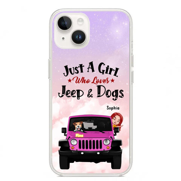 Custom Personalized Dog Mom & Off-road Phone Case- Up to 5 Dogs - Best Gift For Dog Lovers/Mother's Day - Just A Girl - Cases For iPhone And Samsung