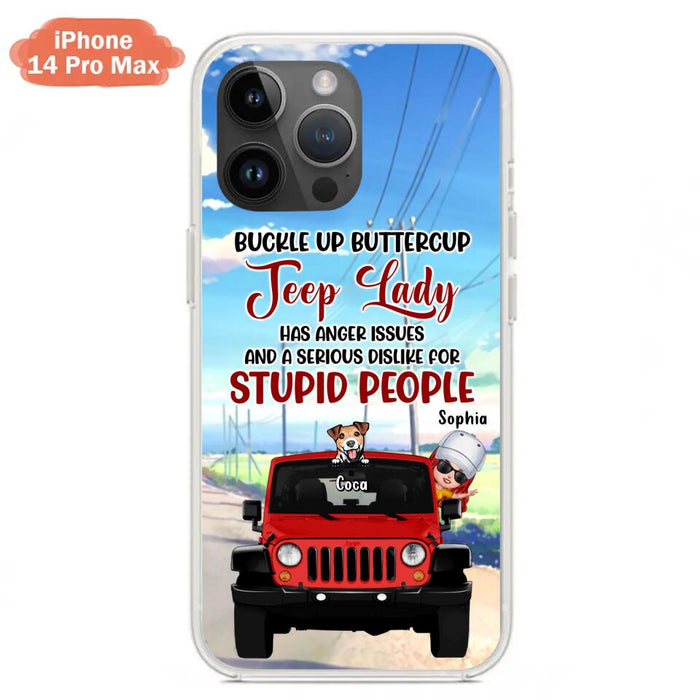 Custom Personalized Off-road Lady Phone Case - Upto 5 Dogs - Gift Idea For Dog/Off-road Lover - Buckle Up Buttercup - Case For iPhone/Samsung